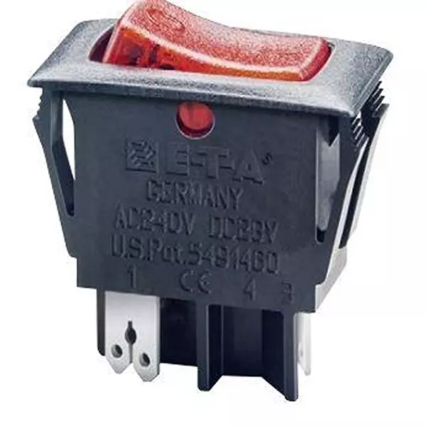 ETA Circuit Breaker 5 Amp 1 Pole Rocker Actuator 240 V AC, 1410-F110-P1F1-W19QE2-5A
