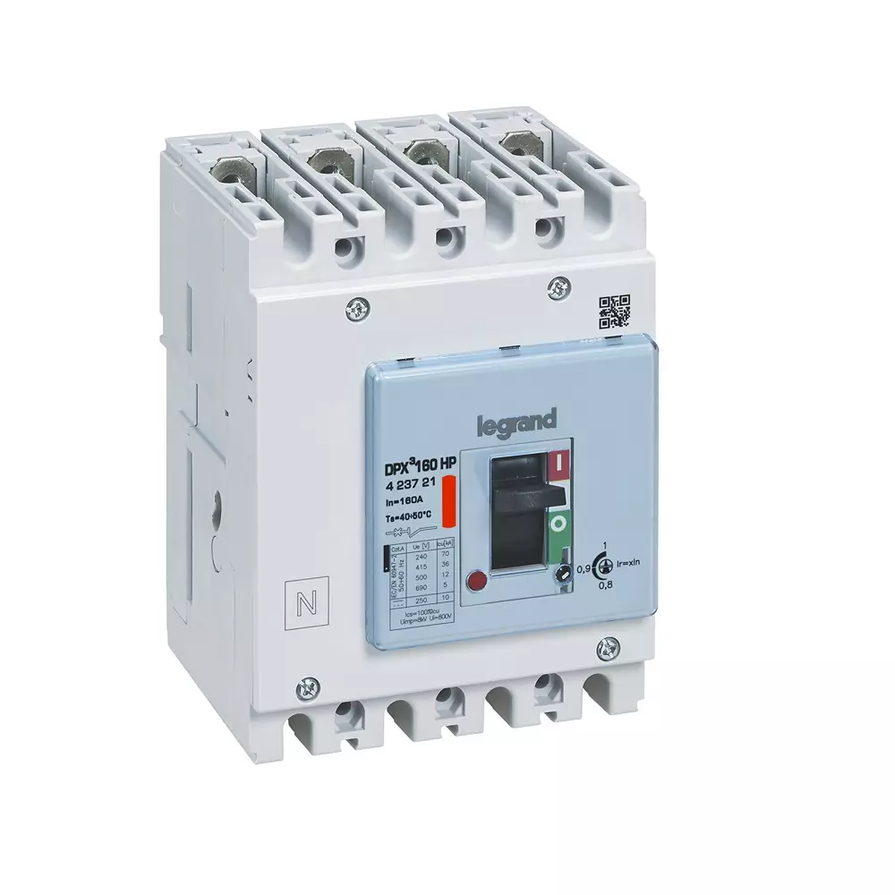 Legrand DPX³ 160 HP MCCB Thermal Magnetic Release Fixed Version 4 Poles 160 A Current and 36 kA Breaking Capacity, 423721