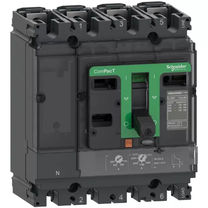 Schneider Electric NSX Fixed Mount 4 Pole 100 A Compact Range MCCB, C10N4TM100