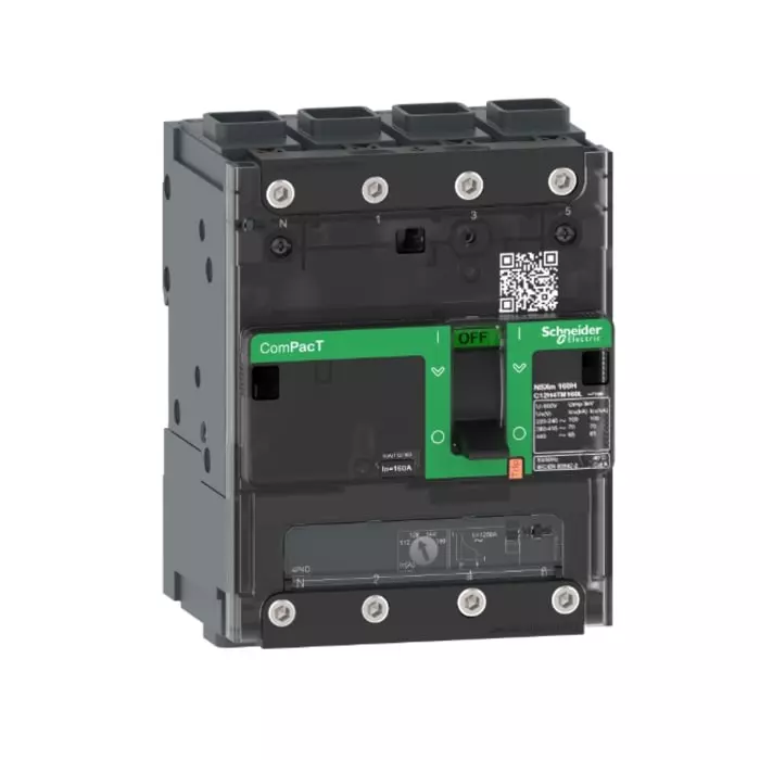 Schneider Electric NSXmB Fixed Mount 4 Pole 63 A Compact Range MCCB, C11B4TM063L
