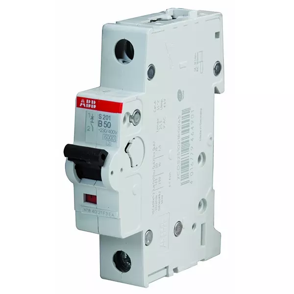 ABB Circuit Breaker, Thermal Mag, 1 Pole, S201-B50
