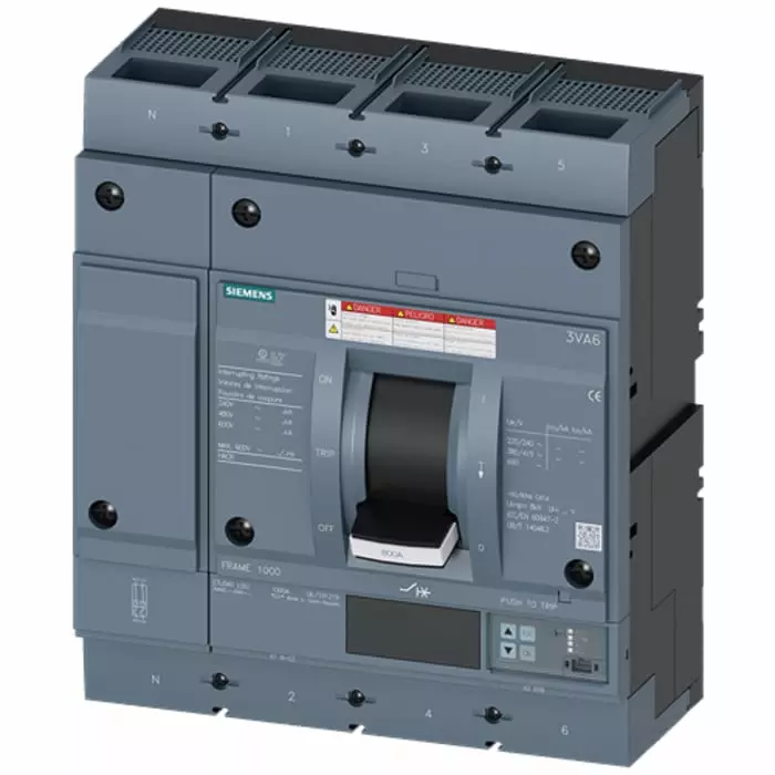 Siemens SENTRON MCCB 4P 600A, Breaking Capacity 35 kA, Fixed Mount, 3VA6560-5JQ42-0AA0