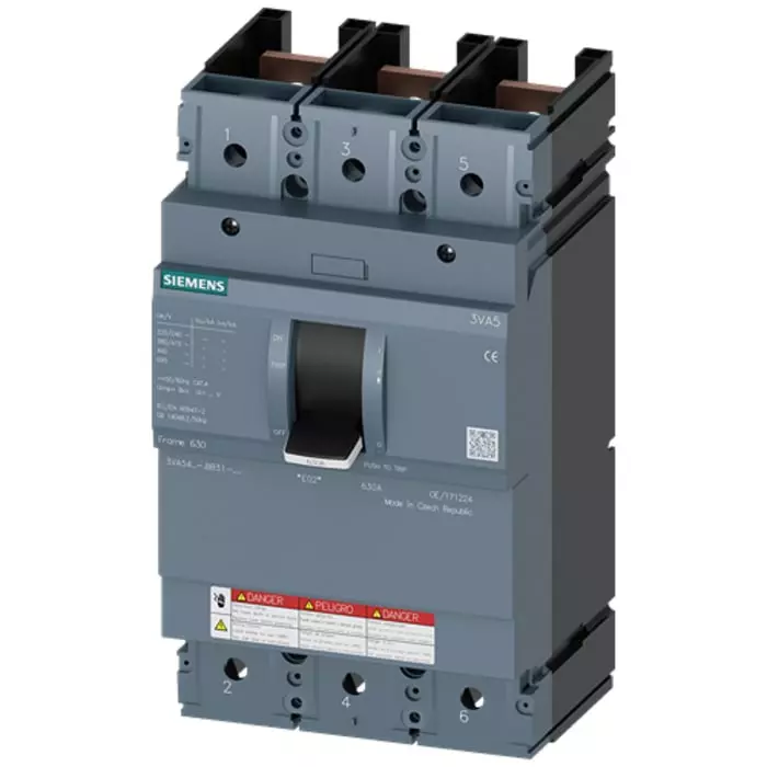 Siemens SENTRON MCCB Molded Case Circuit Breaker 4P 600A, Breaking Capacity 65 kA, Fixed Mount, 3VA5460-0BB41-0AA0