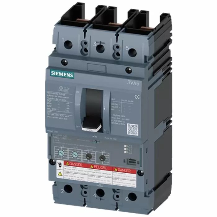 Siemens Sentron MCCB Molded Case Circuit Breaker 3P 100A, Breaking Capacity 3 kA, 3VA6210-6HN31-2AA0