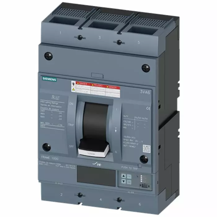 Siemens Sentron MCCB Molded Case Circuit Breaker 3P 1kA, Breaking Capacity 35 kA, 3VA6610-6JT32-0AA0