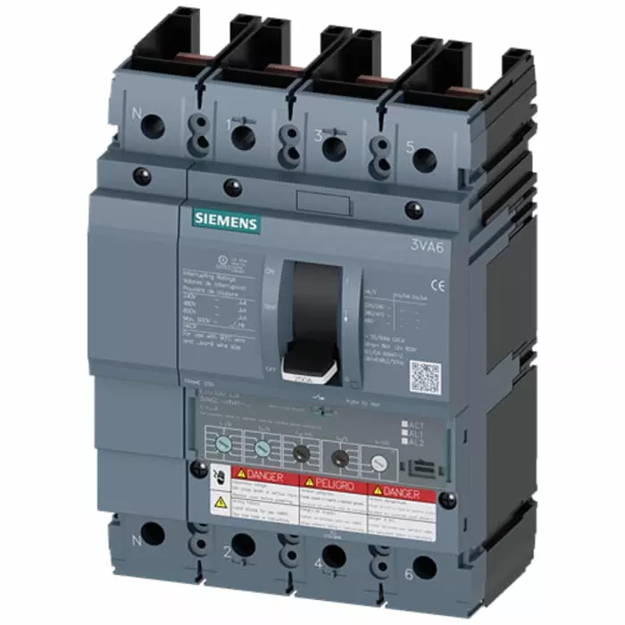 Siemens Sentron MCCB Molded Case Circuit Breaker 4P 100A, Breaking Capacity 3 kA, 3VA6210-5HN41-2AA0