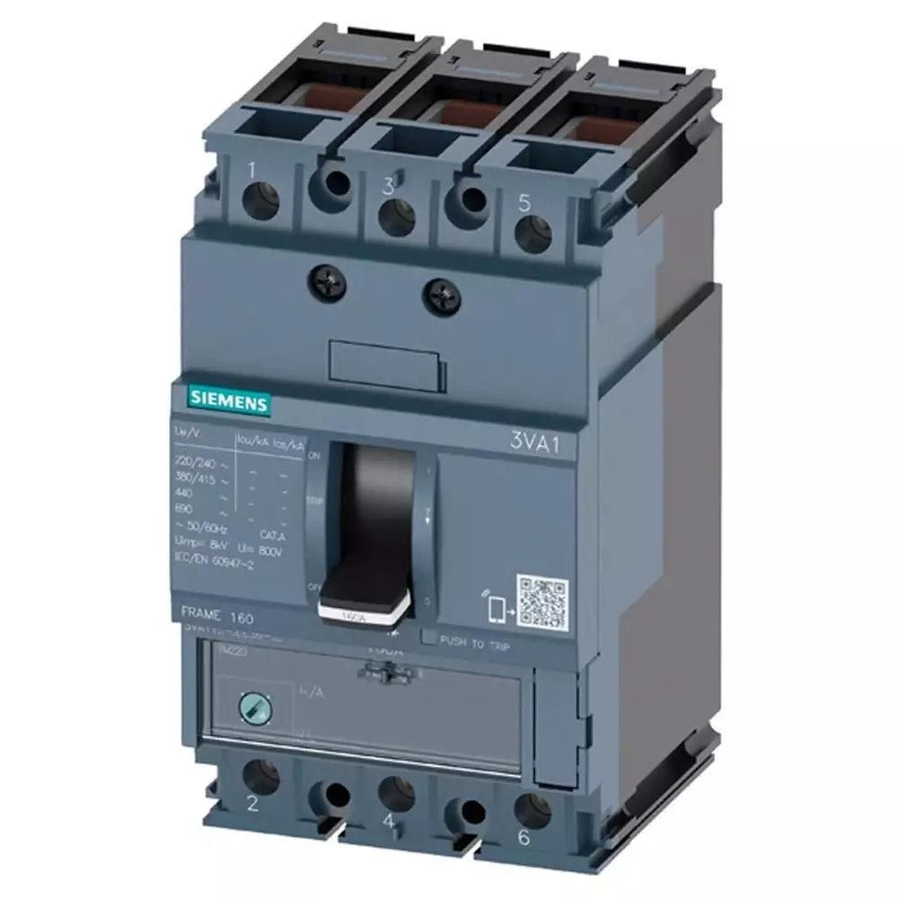 Siemens SENTRON MCCB 3P 16A, Breaking Capacity 25 kA, Fixed Mount, 3VA1196-3EE36-0AA0