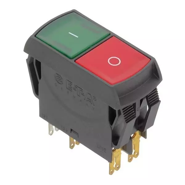ETA Circuit Breaker 20 Amp 2 Pole Rocker Actuator 240 V AC, 3120-N32F-N7T1-SGRDG4-20A