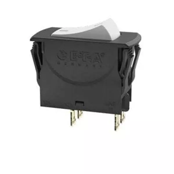 ETA Circuit Breaker 6 Amp 2 Pole Rocker Actuator 240 V AC, 3120-N526-P7T1-W01D-X3120-A04010611M-6A