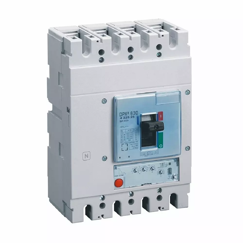 Legrand DPX³ 630 MCCB with New Electronics S1 Protection Unit, Electronic Earth Leakage Module Fixed Version 4 Poles and 400 A Current, 422525