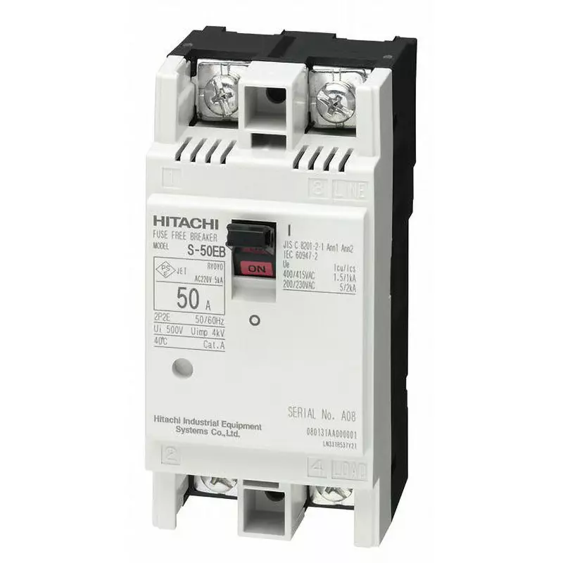 Hitachi Molded Case Circuit Breaker 15 Amp Rated Current 2P, S-50EB 2P 15A