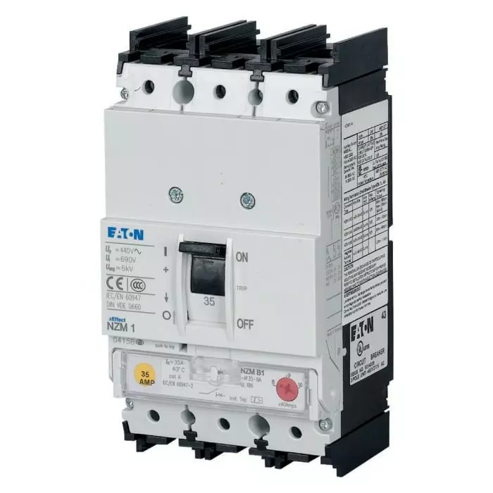 EATON Moeller NZM MCCB Molded Case Circuit Breaker 3P 35A, Breaking Capacity 7.5 kA, Fixed Mount, 274220 NZMN1-AF35-NA