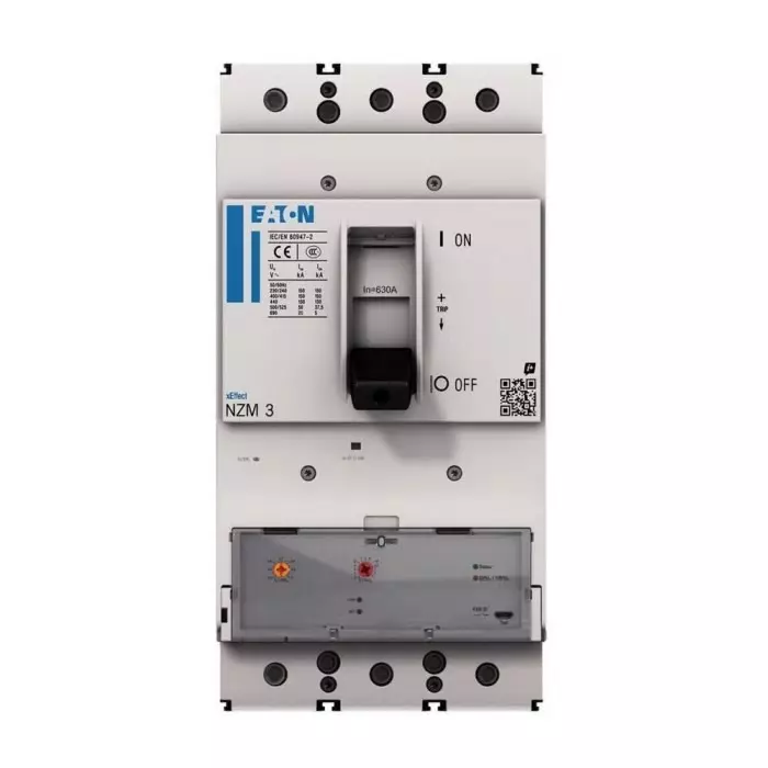 EATON Moeller NZM MCCB Molded Case Circuit Breaker 3P 630A, Breaking Capacity 5 kA, Fixed Mount, 191587 NZMN3-AX630-BT