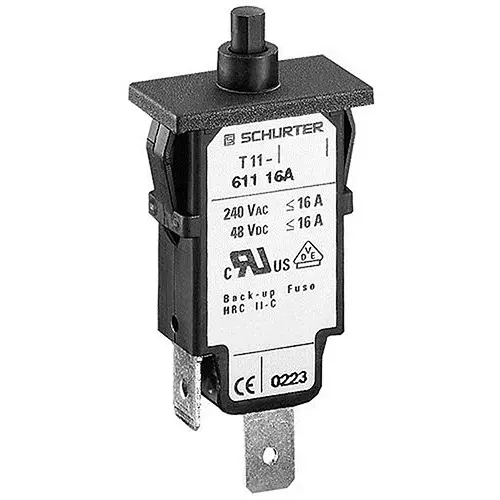 SCHURTER Circuit Breaker 16 Amp 1 Pole Push to Reset Actuator 240 V AC, 4400.0034