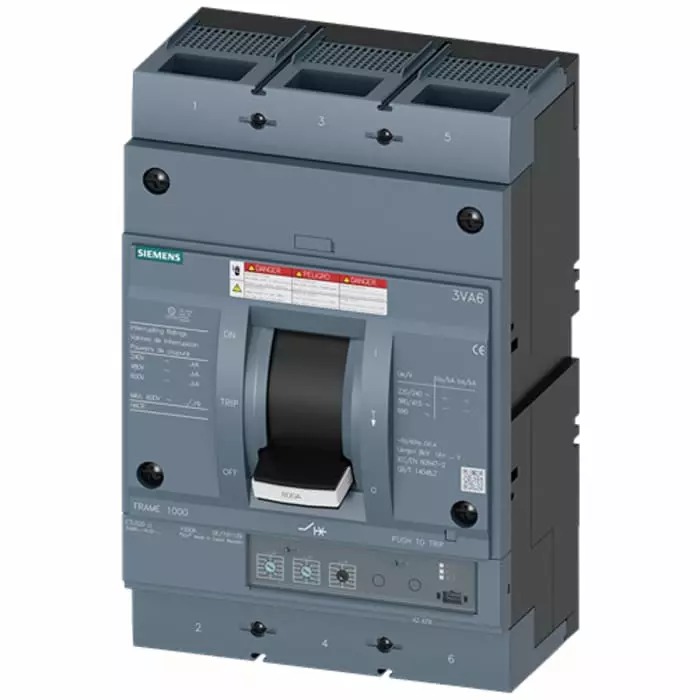 Siemens SENTRON MCCB Molded Case Circuit Breaker 3P 800A, Breaking Capacity 100 kA, Fixed Mount, 3VA6580-7HL32-0AA0