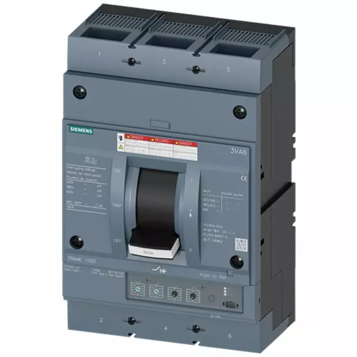 Siemens SENTRON MCCB Molded Case Circuit Breaker 3P 800A, Breaking Capacity 35 kA, Fixed Mount, 3VA6580-5HM32-2AA0