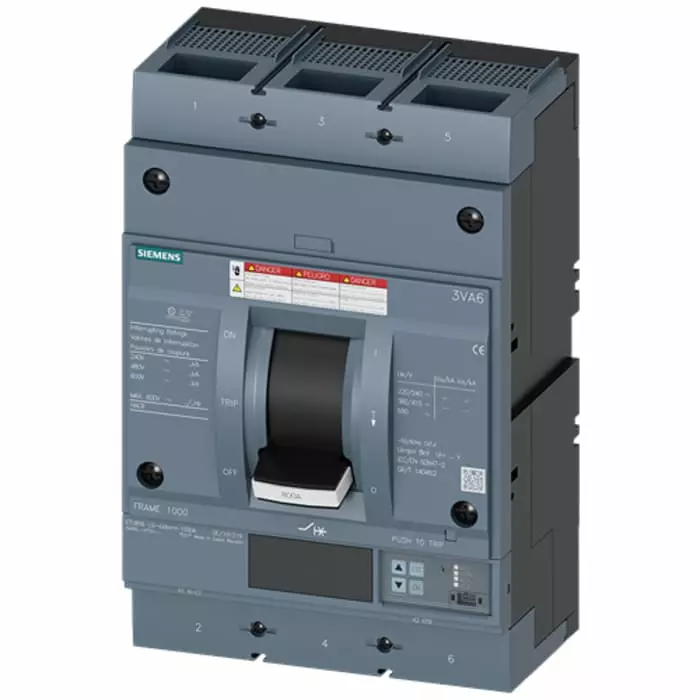 Siemens SENTRON MCCB Molded Case Circuit Breaker 3P 800A, Breaking Capacity 65 kA, Fixed Mount, 3VA6580-6KT32-0AA0
