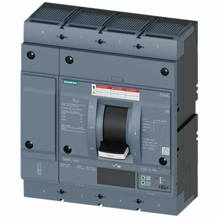 Siemens SENTRON MCCB Molded Case Circuit Breaker 4P 600A, Breaking Capacity 65 kA, Fixed Mount, 3VA6560-6JQ46-2AA0