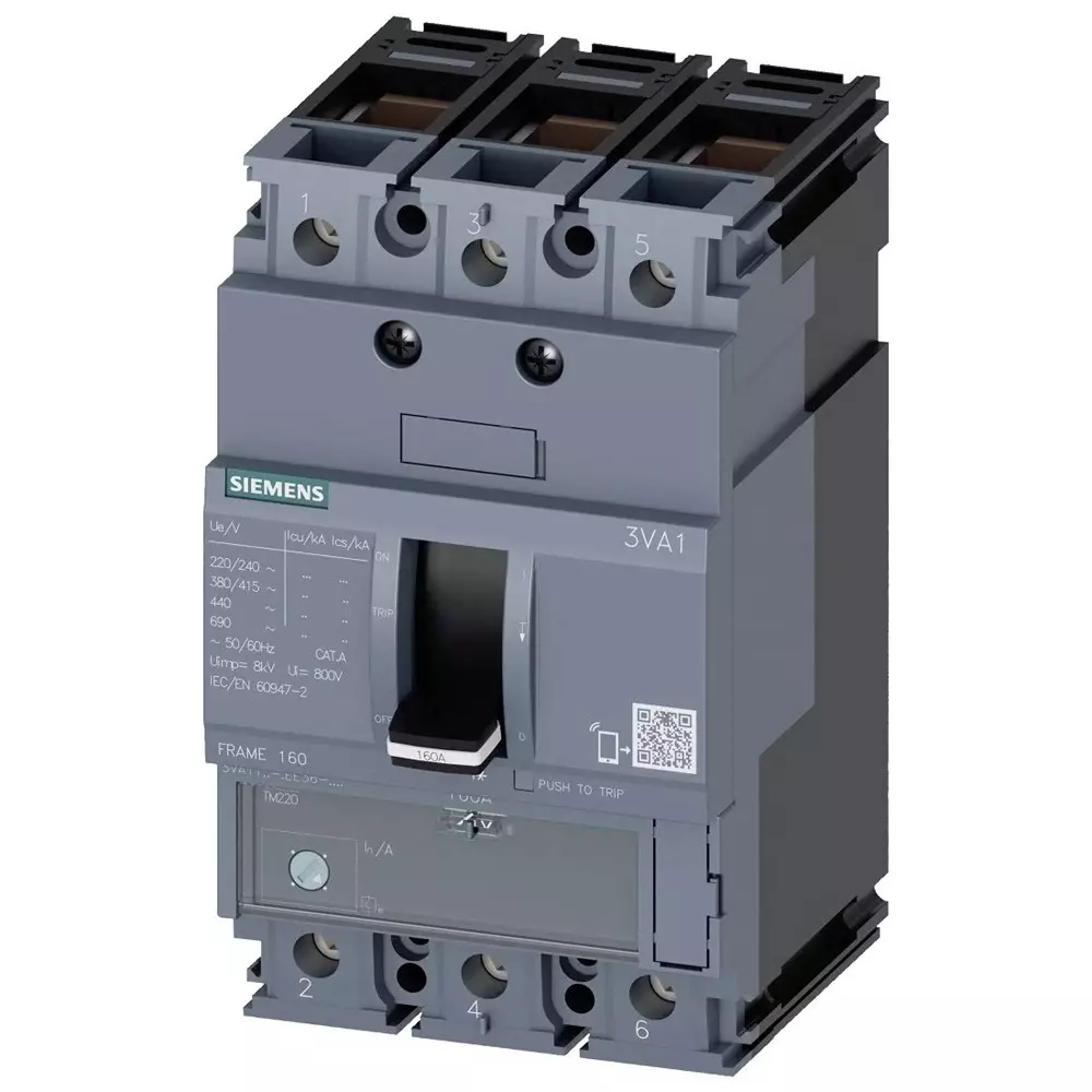 Siemens SENTRON MCCB 3P 32A, Breaking Capacity 25 kA, Fixed Mount, 3VA1132-3EE36-0AA0