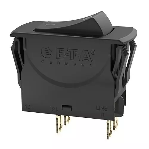 ETA Circuit Breaker 16 Amp 2 Pole Rocker Actuator 240 V AC, 3120-N321-P7T1-W01D-16A