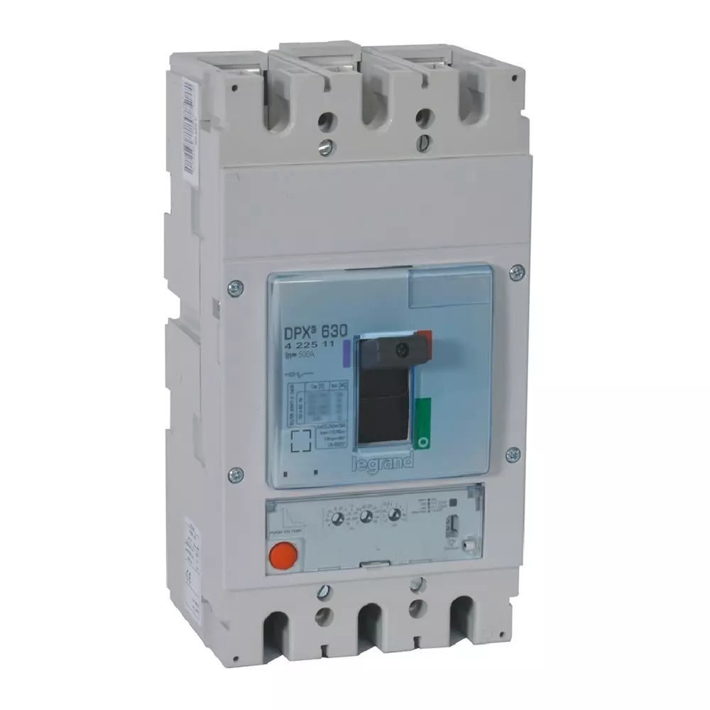 Legrand DPX³ 630 MCCB with New Electronics S1 Protection Unit 3 Poles 500 A Current and 50 kA Breaking Capacity, 422511