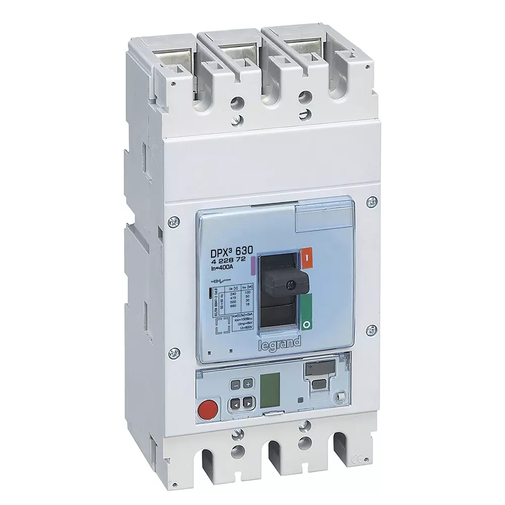 Legrand DPX³ 630 MCCB with Electronic S10 (LSIg) Protection Unit with Measure 3 Pole 400 A Current and 50 kA Breaking Capacity, 422872