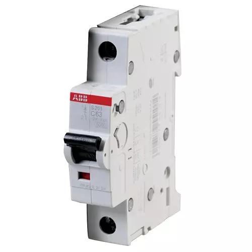 ABB Circuit Breaker, Thermal Mag, 1 Pole, S201-C63