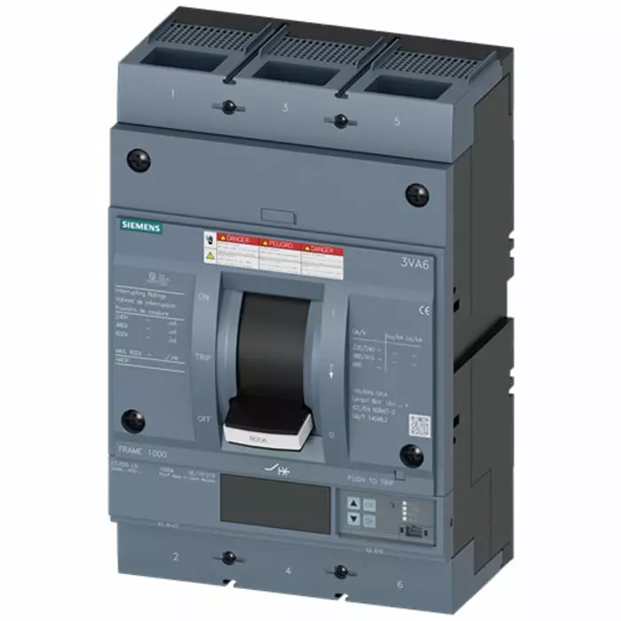 Siemens SENTRON MCCB Molded Case Circuit Breaker 3P 600A, Breaking Capacity 65 kA, Fixed Mount, 3VA6560-6JP32-2AA0