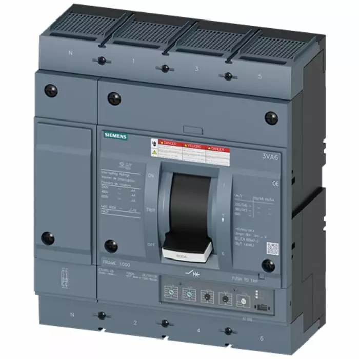 Siemens SENTRON MCCB Molded Case Circuit Breaker 4P 600A, Breaking Capacity 100 kA, Fixed Mount, 3VA6560-7HN46-0AA0