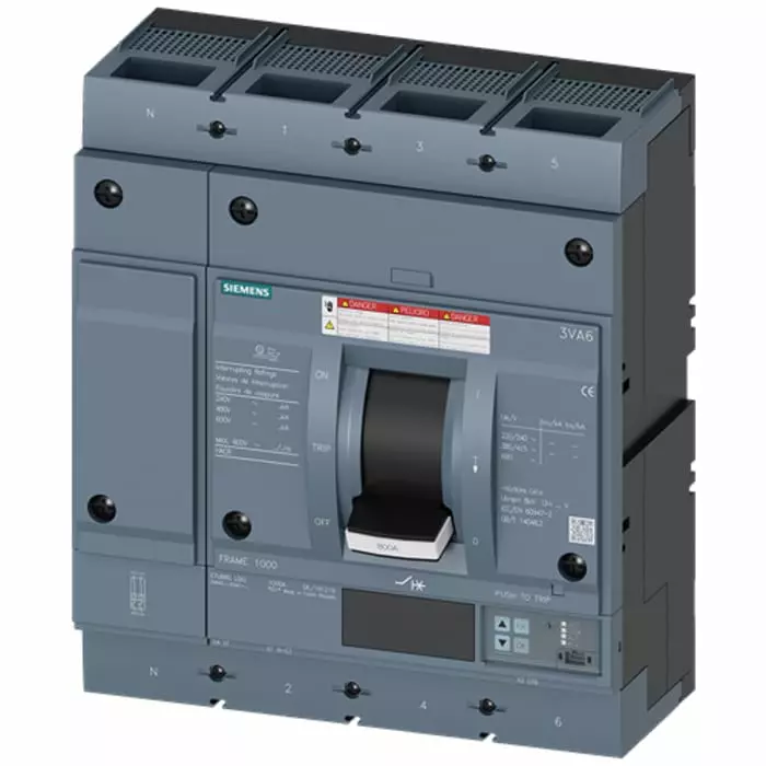 Siemens SENTRON MCCB Molded Case Circuit Breaker 4P 600A, Breaking Capacity 65 kA, Fixed Mount, 3VA6560-6KQ42-2AA0