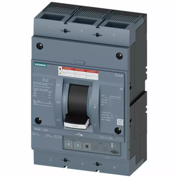 Siemens Sentron MCCB Molded Case Circuit Breaker 3P 1kA, Breaking Capacity 35 kA, 3VA6610-6HL32-0AA0