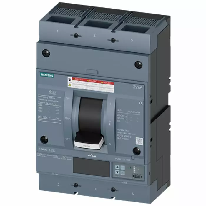 Siemens Sentron MCCB Molded Case Circuit Breaker 3P 1kA, Breaking Capacity 35 kA, 3VA6610-6KT32-0AA0