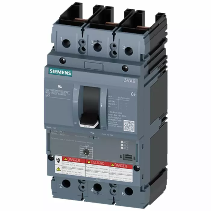 Siemens Sentron MCCB Molded Case Circuit Breaker 3P 50A, Breaking Capacity 2.5 kA, 3VA6150-1MS31-0AA0