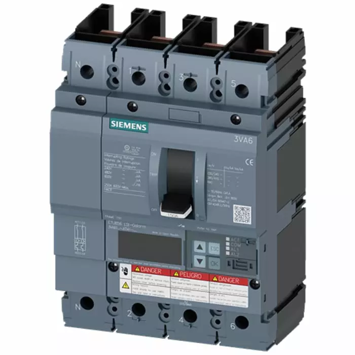 Siemens Sentron MCCB Molded Case Circuit Breaker 4P 60A, Breaking Capacity 3 kA, 3VA6160-0KT41-0AA0