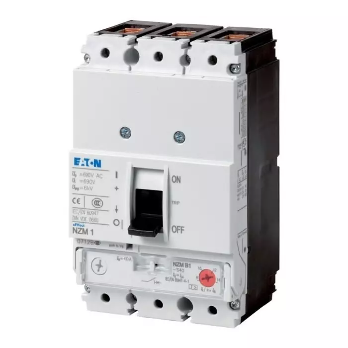 EATON Moeller NZM MCCB Molded Case Circuit Breaker 3P 63A, Breaking Capacity 7.5 kA, Fixed Mount, 281278 NZMN1-S63-CNA