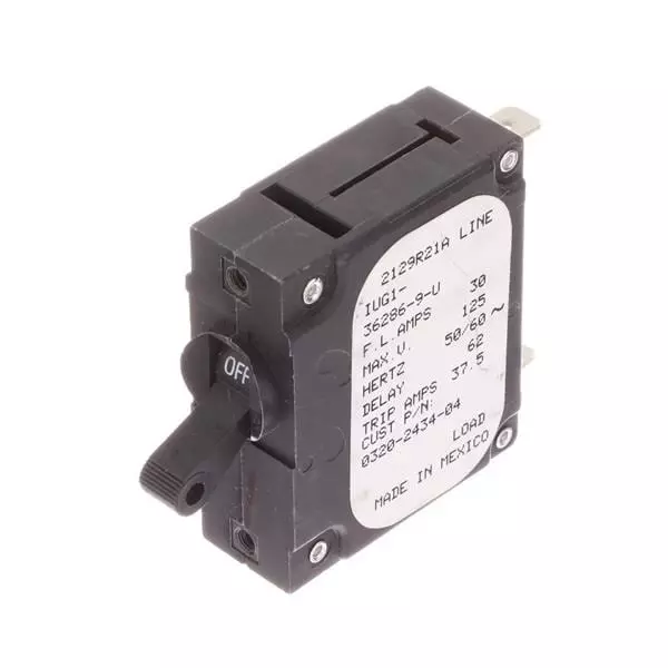 AIRPAX Circuit Breaker 1 Pole Toggle Actuator 240 V AC, IUG1-36286-9-U