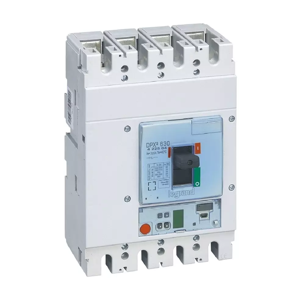 Legrand DPX³ 630 MCCB with New Electronics S1 Protection Unit 4 Poles 320 A Current and 36 kA Breaking Capacity, 422504