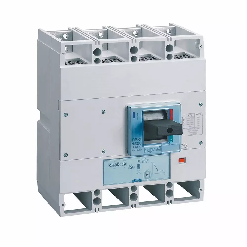 Legrand DPX³ 1600 MCCB with New Electronics S1 Protection Unit 4 Poles 1000 A Current and 36 kA Breaking Capacity, 422547