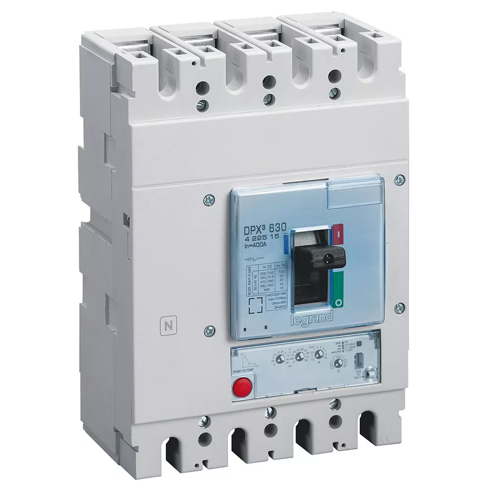 Legrand DPX³ 630 MCCB with New Electronics S1 Protection Unit 4 Poles 400 A Current and 50 kA Breaking Capacity, 422515