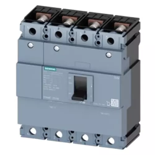 Siemens Sentron 3VM Series MCCB with Thermal Magnetic Trip Unit 4 Pole 3VM12 Frame Size, 200 A Current and 36 kA @ 415 V AC, 50/60 Hz Breaking Capacity, 3VM1220-4GD42-0AA0