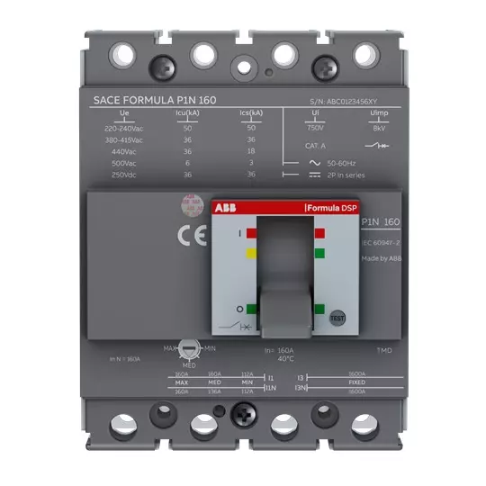 ABB SACE Formula DSP Molded Case Circuit Breaker 240 V AC 44.1-63 Amp 4 Pole 18 kA, 1SDA116220R1