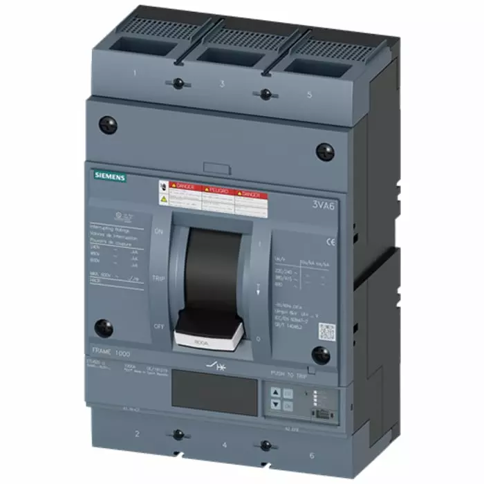 Siemens SENTRON MCCB 3P 600A, Breaking Capacity 35 kA, Fixed Mount, 3VA6560-5KL32-0AA0