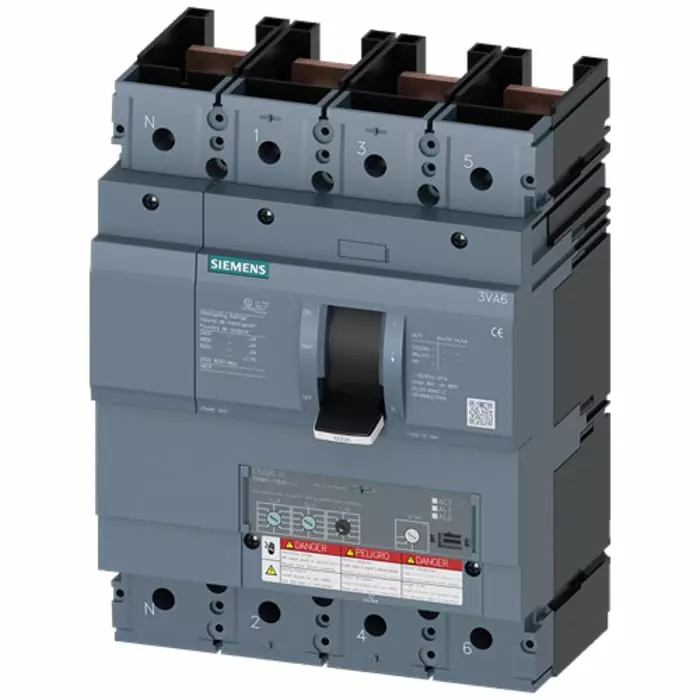Siemens SENTRON MCCB 4P 600A, Breaking Capacity 200 kA, Fixed Mount, 3VA6460-0HL41-0AA0