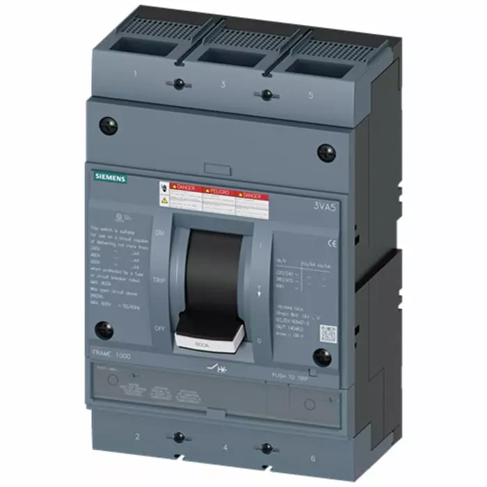Siemens SENTRON MCCB Molded Case Circuit Breaker 2P 800A, Breaking Capacity 100 kA, Fixed Mount, 3VA5580-1BB62-0AA0