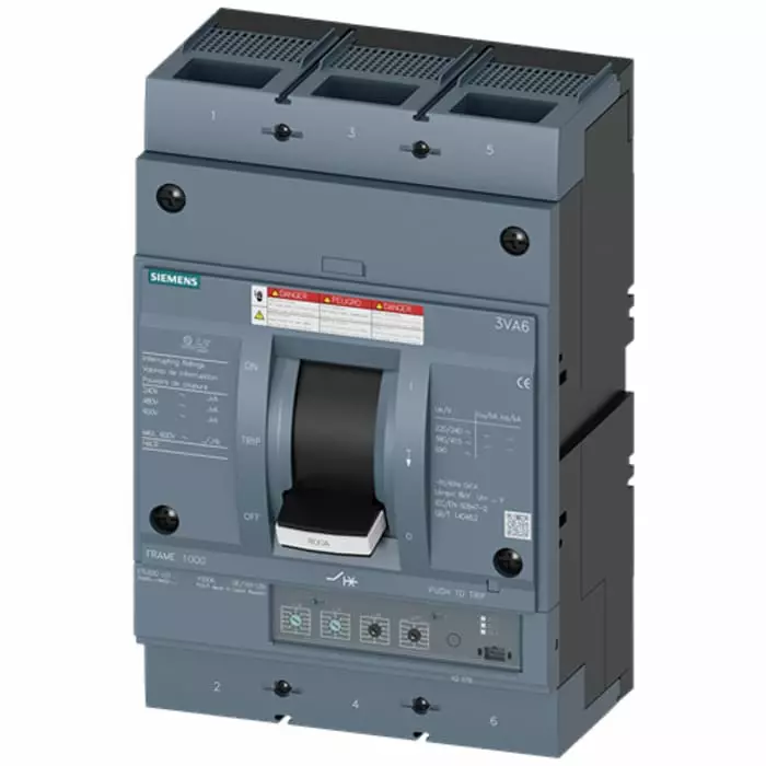 Siemens SENTRON MCCB Molded Case Circuit Breaker 3P 600A, Breaking Capacity 65 kA, Fixed Mount, 3VA6560-6HM32-0AA0