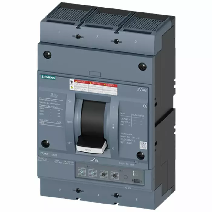 Siemens SENTRON MCCB Molded Case Circuit Breaker 3P 600A, Breaking Capacity 65 kA, Fixed Mount, 3VA6560-6HM36-2AA0