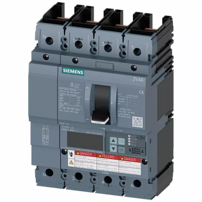 Siemens SENTRON MCCB Molded Case Circuit Breaker 4P 250A, Breaking Capacity 100 kA, Fixed Mount, 3VA6225-7JP41-2AA0