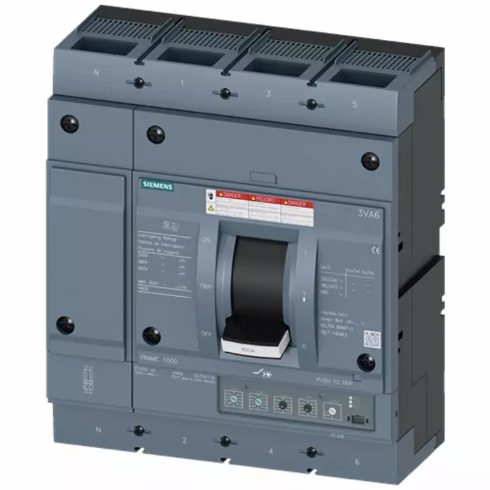 Siemens SENTRON MCCB Molded Case Circuit Breaker 4P 800A, Breaking Capacity 65 kA, Fixed Mount, 3VA6580-6HM42-2AA0