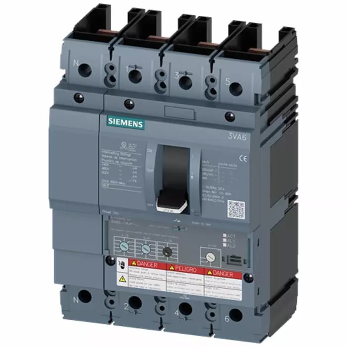 Siemens Sentron MCCB Molded Case Circuit Breaker 4P 100A, Breaking Capacity 3 kA, 3VA6210-6HL41-0AA0