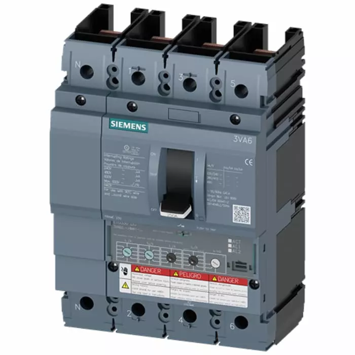 Siemens Sentron MCCB Molded Case Circuit Breaker 4P 100A, Breaking Capacity 3 kA, 3VA6210-7HM41-2AA0